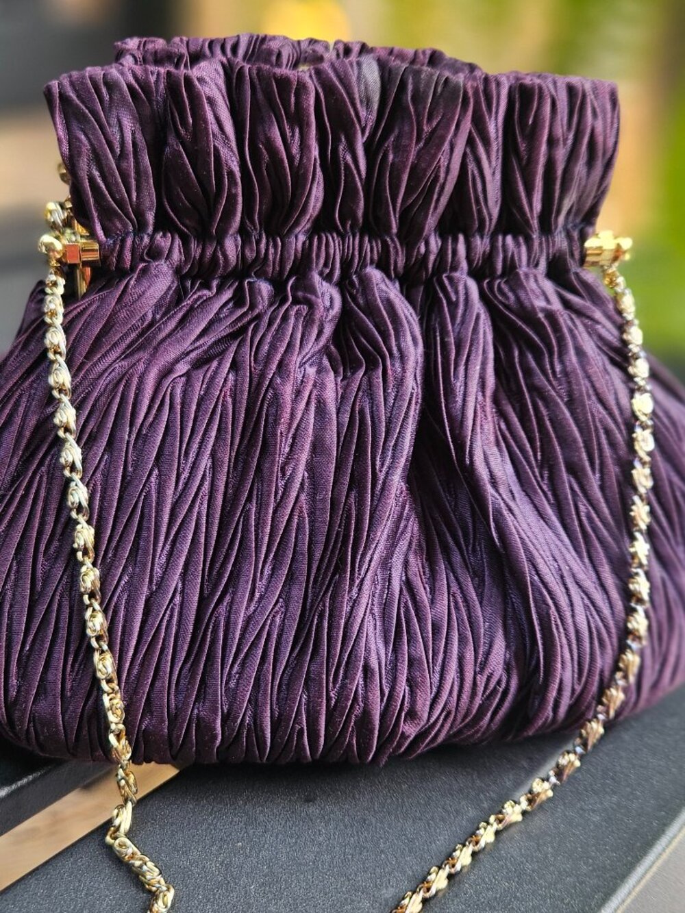 Vanessa Paris New York London Deep Plum Evening Fabric Bag